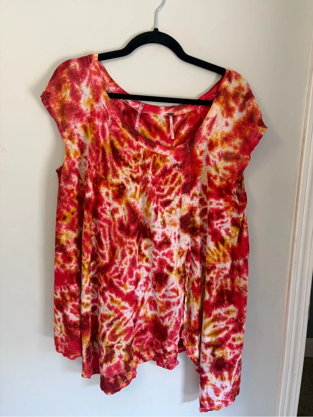 Free People Tie-Dye Cap Sleeve Top lightweight size small oversize flowy